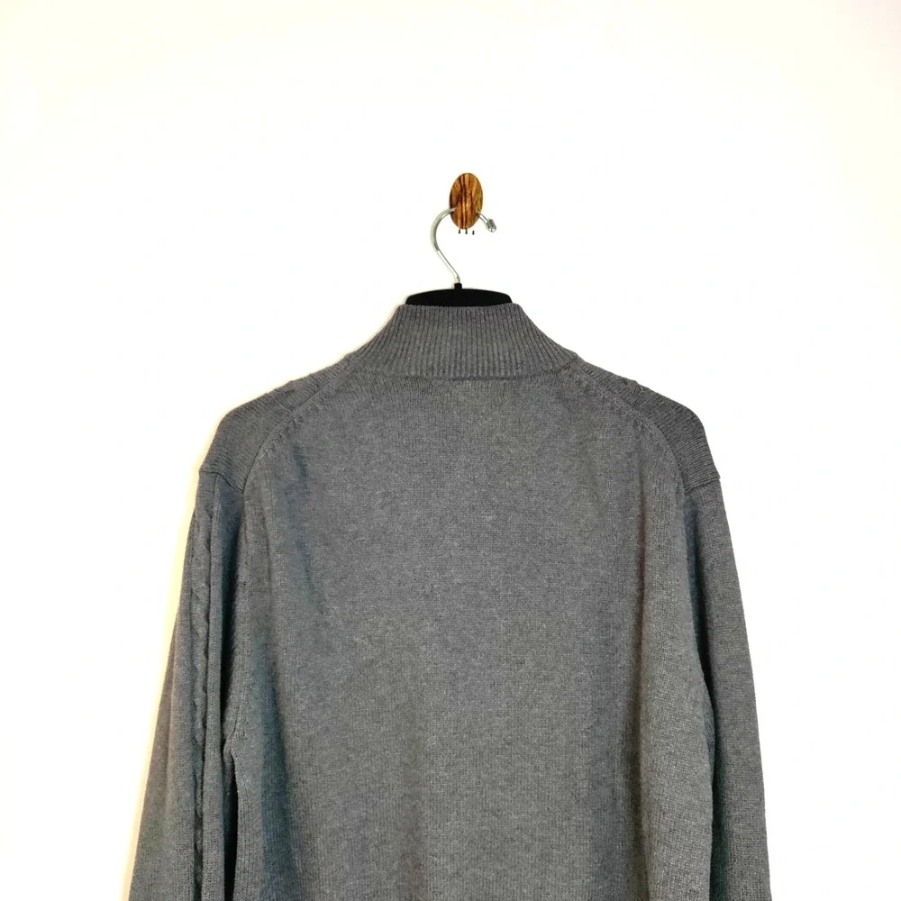 Marconi Gray Men‎ XL 1/4 Zip Cable Knit Sweater Pullover Fishing Outdoor Hunting